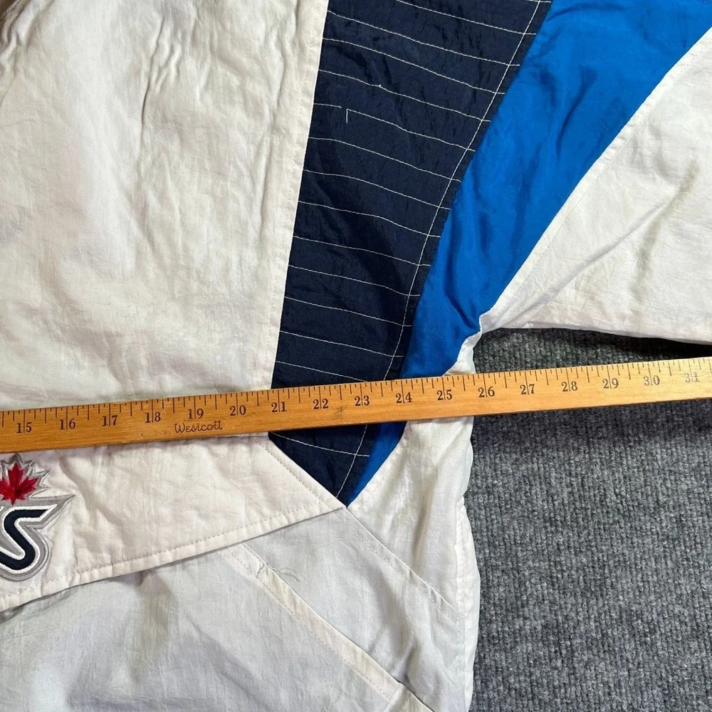 Vintage Starter Winnipeg Jets Jacket Mens Large White Blue 90s NHL Pullover Logo